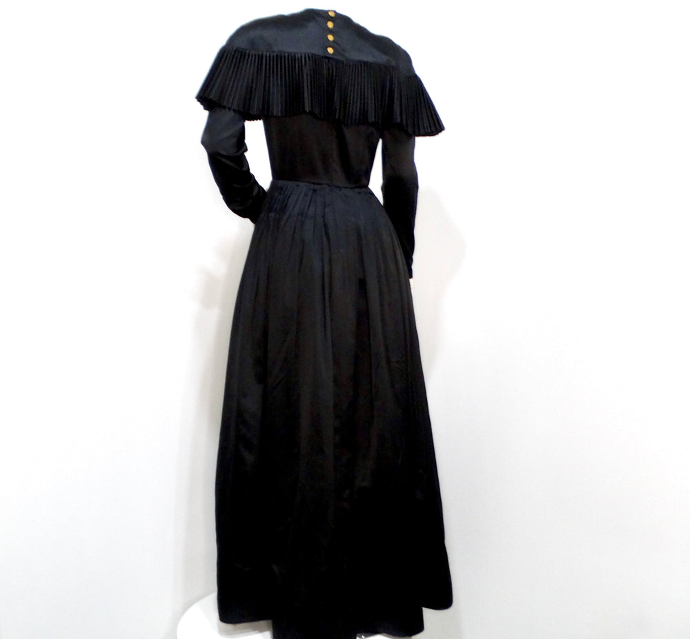 Chanel Boutique Circa 1980s Black Silk Pleated Ball Gown