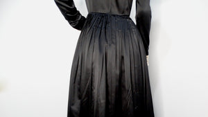 Chanel Boutique Circa 1980s Black Silk Pleated Ball Gown