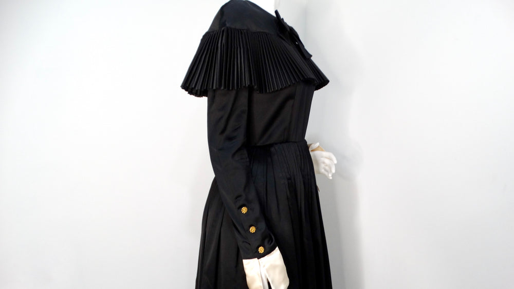 Chanel Boutique Circa 1980s Black Silk Pleated Ball Gown