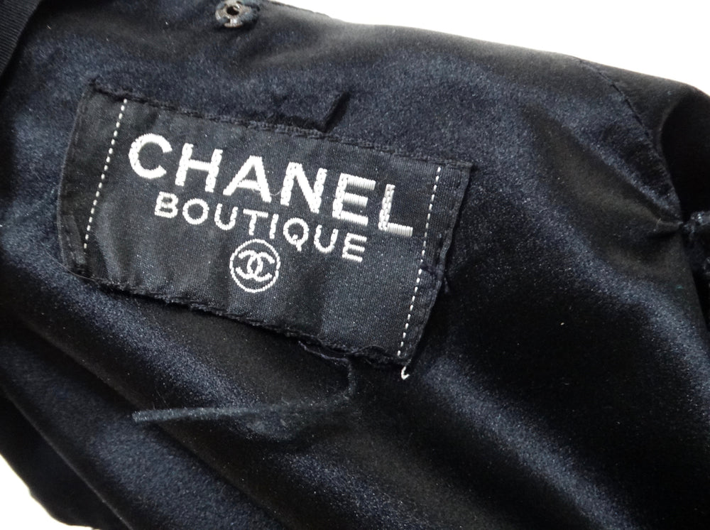 Chanel Boutique Circa 1980s Black Silk Pleated Ball Gown