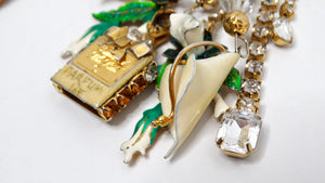 1980s Lunch At The Ritz Maximalist Charm Dangle Earrings