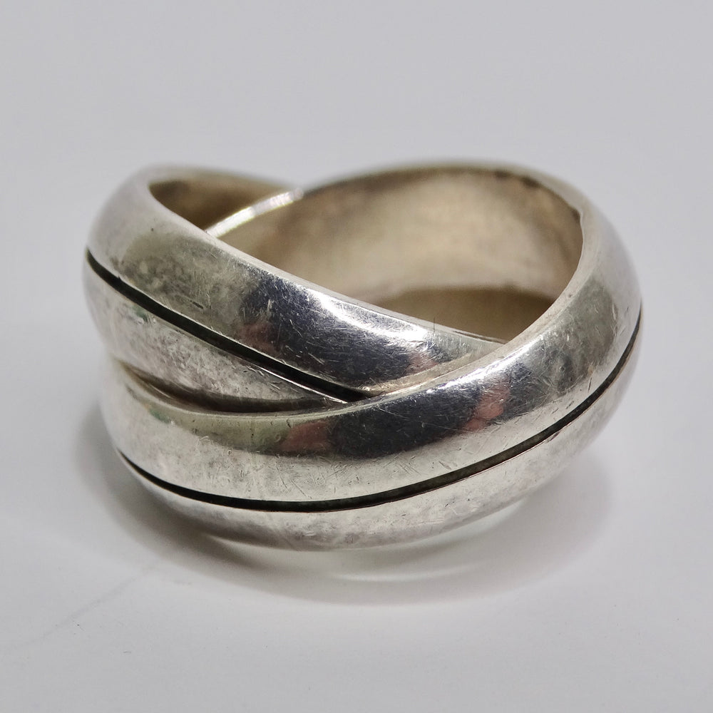 1970 Silver 925 Cartier Style Double Band Ring