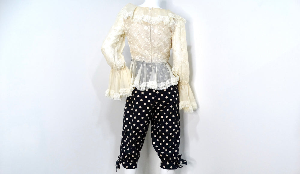 Oscar De La Renta 1980s Sheer Lace and Polka Dot Jumpsuit