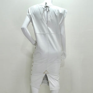 Jacques Lelong 1980s White Leather Studded Dress Jacques Lelong 1980s White Leather Studded Dress