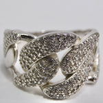 Silver Swarovski Crystal Chain Motif Ring