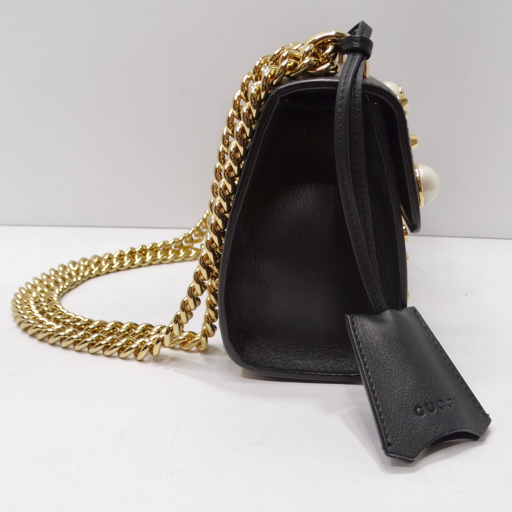 Gucci Black Calfskin Studded Small Padlock Shoulder Bag