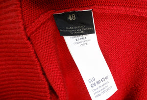 Versace 2014 Runway Red Cashmere Embellished Motorcycle Motif Crewneck Sweater