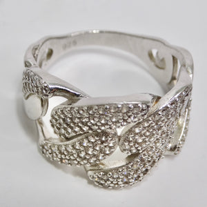 Silver Swarovski Crystal Chain Motif Ring
