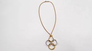 Vintage Tiffany Inspired Two-Toned 18k Gold Plated Quadrifolio Pendant Necklace