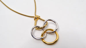 Vintage Tiffany Inspired Two-Toned 18k Gold Plated Quadrifolio Pendant Necklace