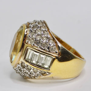 1980s Synthetic Citrine 18k Gold Plated Ring