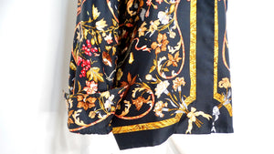 Hermes 1980s Floral and Bird Print Silk Button-Up Long-sleeve Shirt