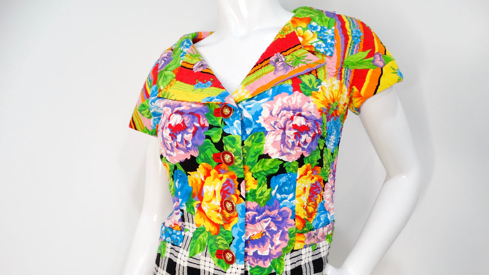 Gianni Versace Versus 1990s Bold Floral Print Top