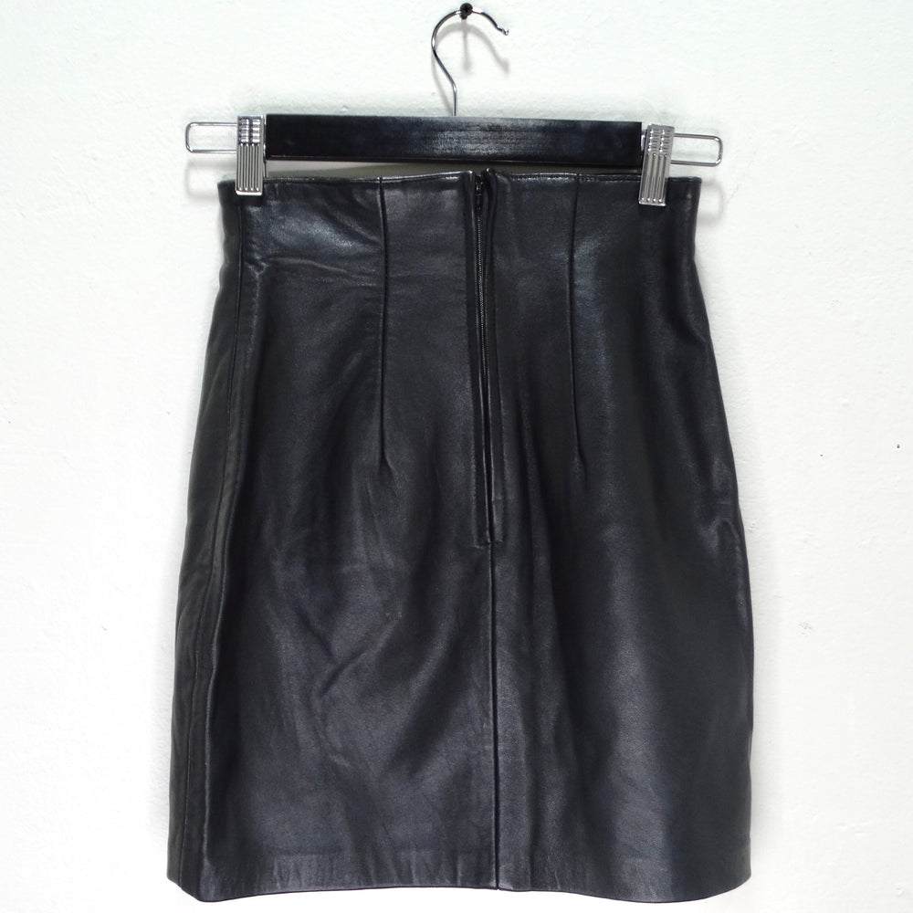 Michael Hoban 1980s Black Leather Mini Skirt