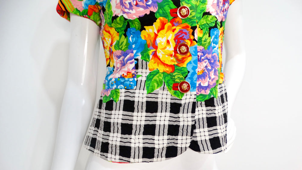 Gianni Versace Versus 1990s Bold Floral Print Top