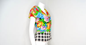 Gianni Versace Versus 1990s Bold Floral Print Top