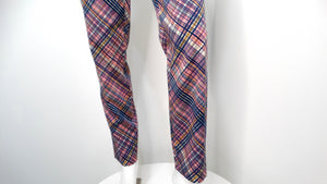 Prada Pink & Navy Blue Plaid Pants