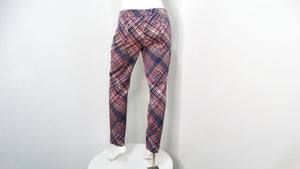 Prada Pink & Navy Blue Plaid Pants