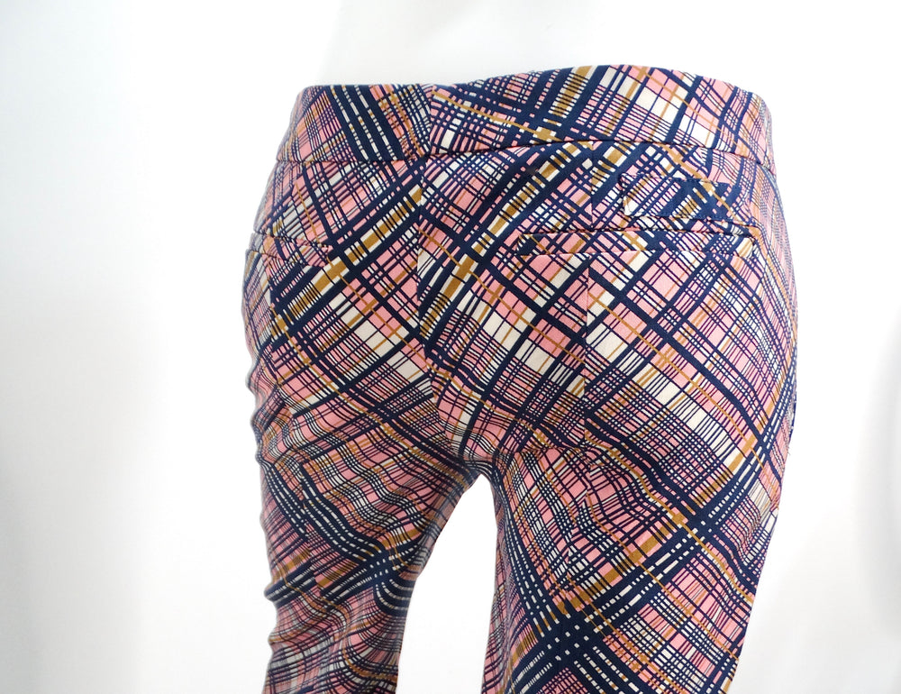 Prada Pink & Navy Blue Plaid Pants