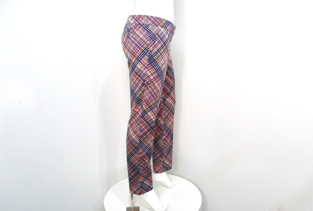 Prada Pink & Navy Blue Plaid Pants