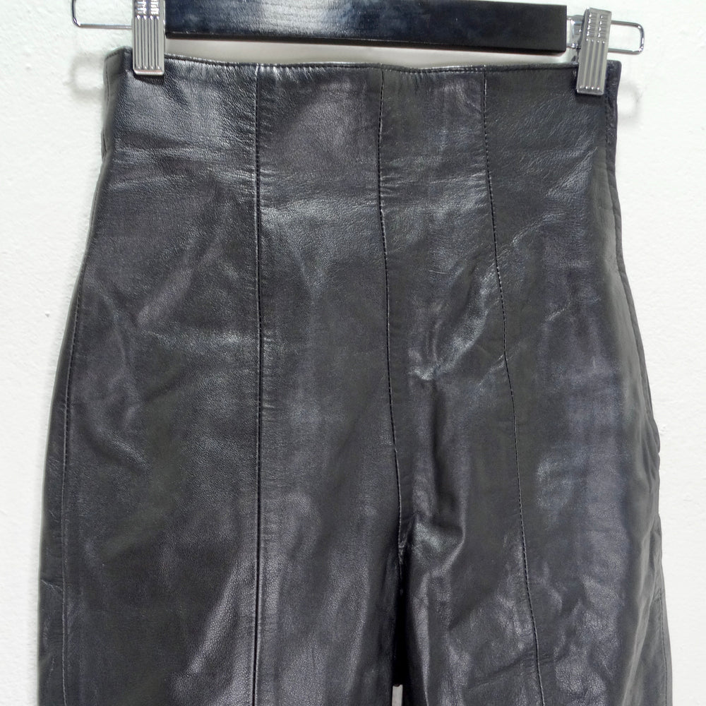 Michael Hoban 1980s Black Leather Biker Shorts