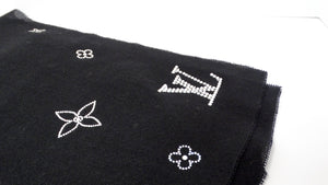 Louis Vuitton Black Cashmere and Swarovski Crystal "Monte Carlo" Monogram Scarf