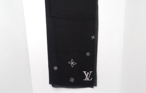 Louis Vuitton Black Cashmere and Swarovski Crystal "Monte Carlo" Monogram Scarf