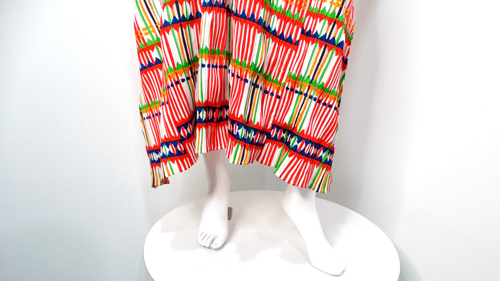 Issey Miyake 1990s Pleats Please Multicolor Pleated Maxi Dress