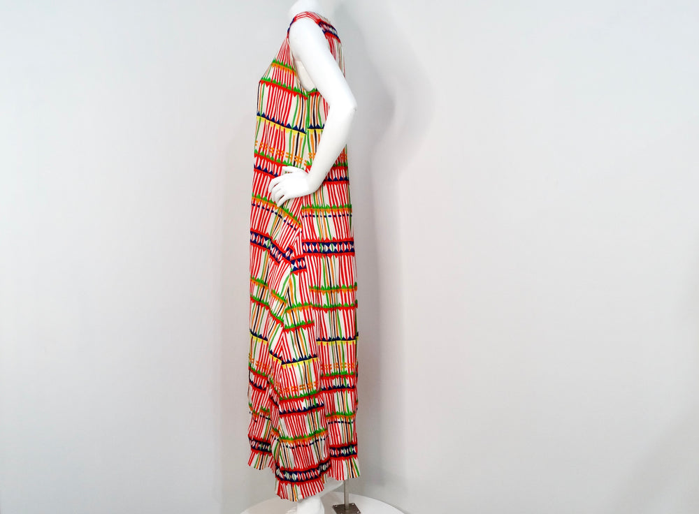 Issey Miyake 1990s Pleats Please Multicolor Pleated Maxi Dress