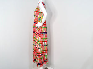 Issey Miyake 1990s Pleats Please Multicolor Pleated Maxi Dress