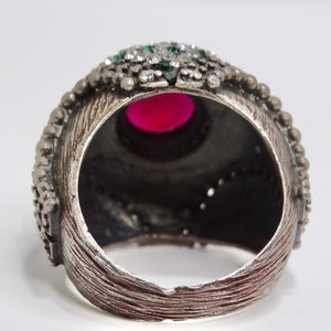 1980s Silver 925 Synthetic Ruby Ring
