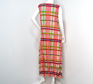 Issey Miyake 1990s Pleats Please Multicolor Pleated Maxi Dress