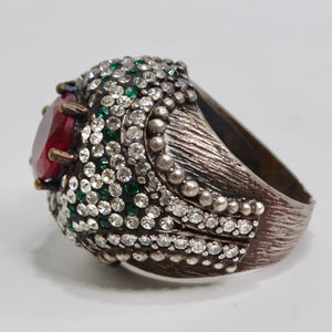 1980s Silver 925 Synthetic Ruby Ring