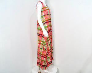 Issey Miyake 1990s Pleats Please Multicolor Pleated Maxi Dress