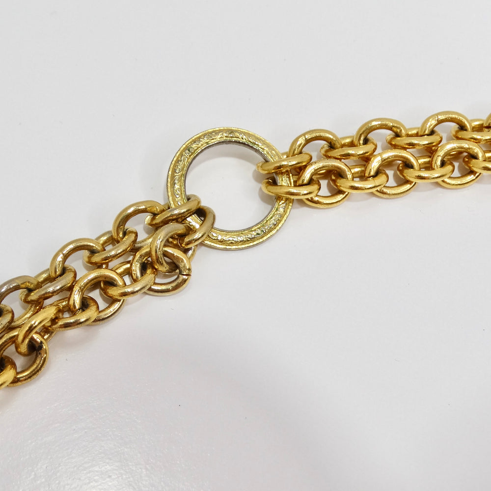 Chanel 1980s Gold Tone Flap Bag Necklace