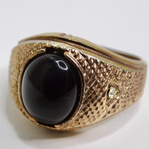 18K Gold Plated Onyx Stone Mens Ring Circa 1960