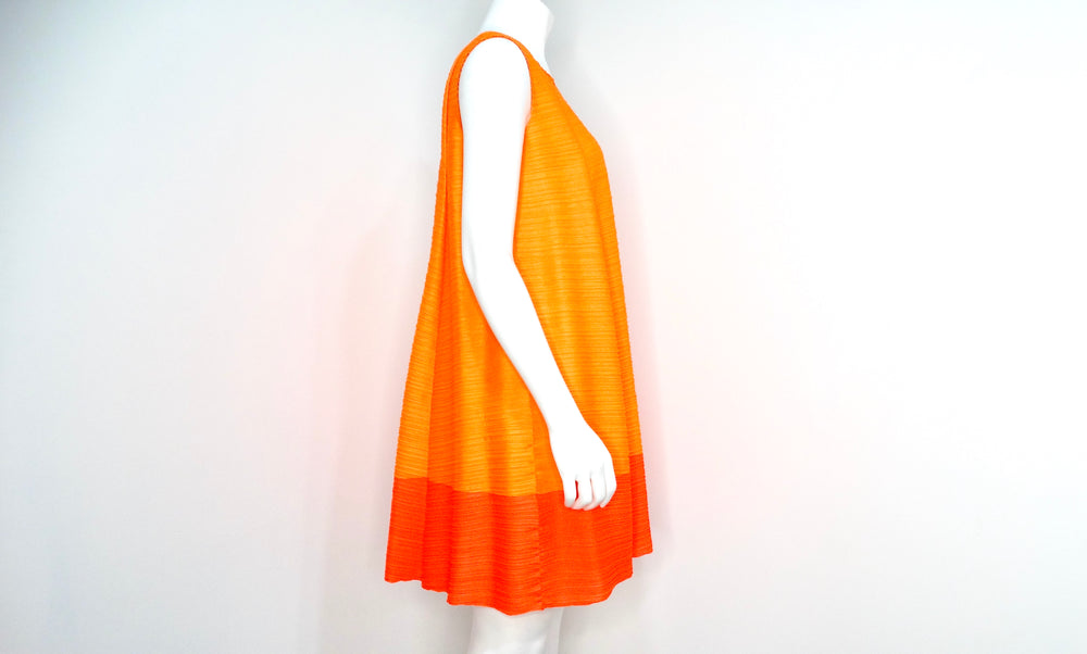 Issey Miyake 1990s Pleats Please Sunset Color-Block Babydoll Dress