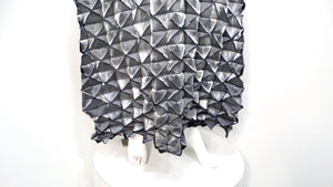 Issey Miyake 1990s Silver Frost Geometric Pleated Sleeveless Maxi Dress