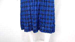 Issey Miyake 1990s Pleats Please Dark Blue Polka-Dot Sleeveless Dress