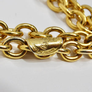 Chanel 1980s Gold Tone Flap Bag Necklace