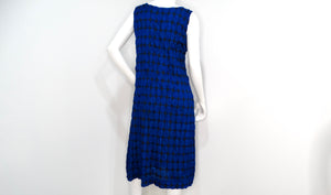 Issey Miyake 1990s Pleats Please Dark Blue Polka-Dot Sleeveless Dress