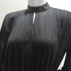 Gucci 1980s Black Silk Long Sleeve Gown