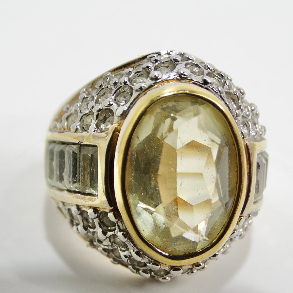 1980s Synthetic Citrine 18k Gold Plated Ring