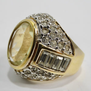 1980s Synthetic Citrine 18k Gold Plated Ring