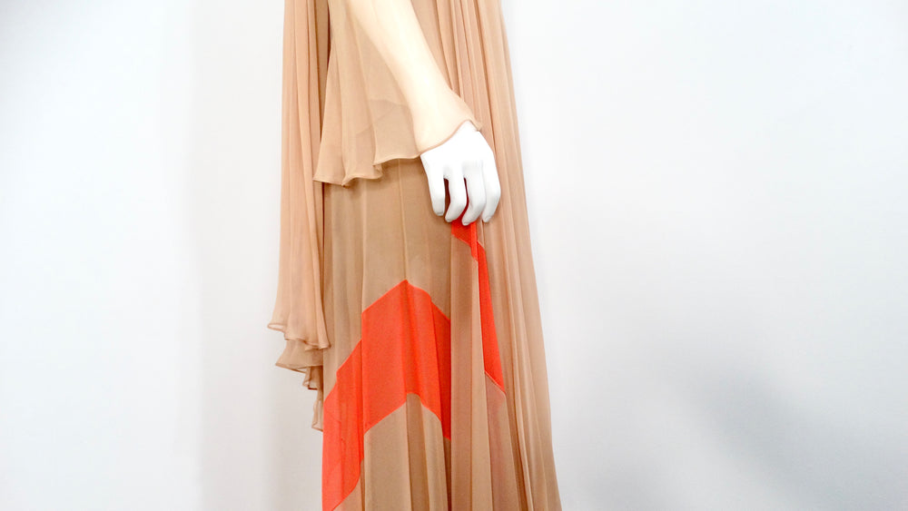 Fiandaca Couture Vintage 1960s Sheer Tan Angel Wing Dress With Slip