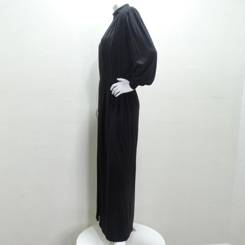 Gucci 1980s Black Silk Long Sleeve Gown