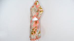 Bessi 1960s Multi-Color Groovy Floral Print Midi Dress With Belt