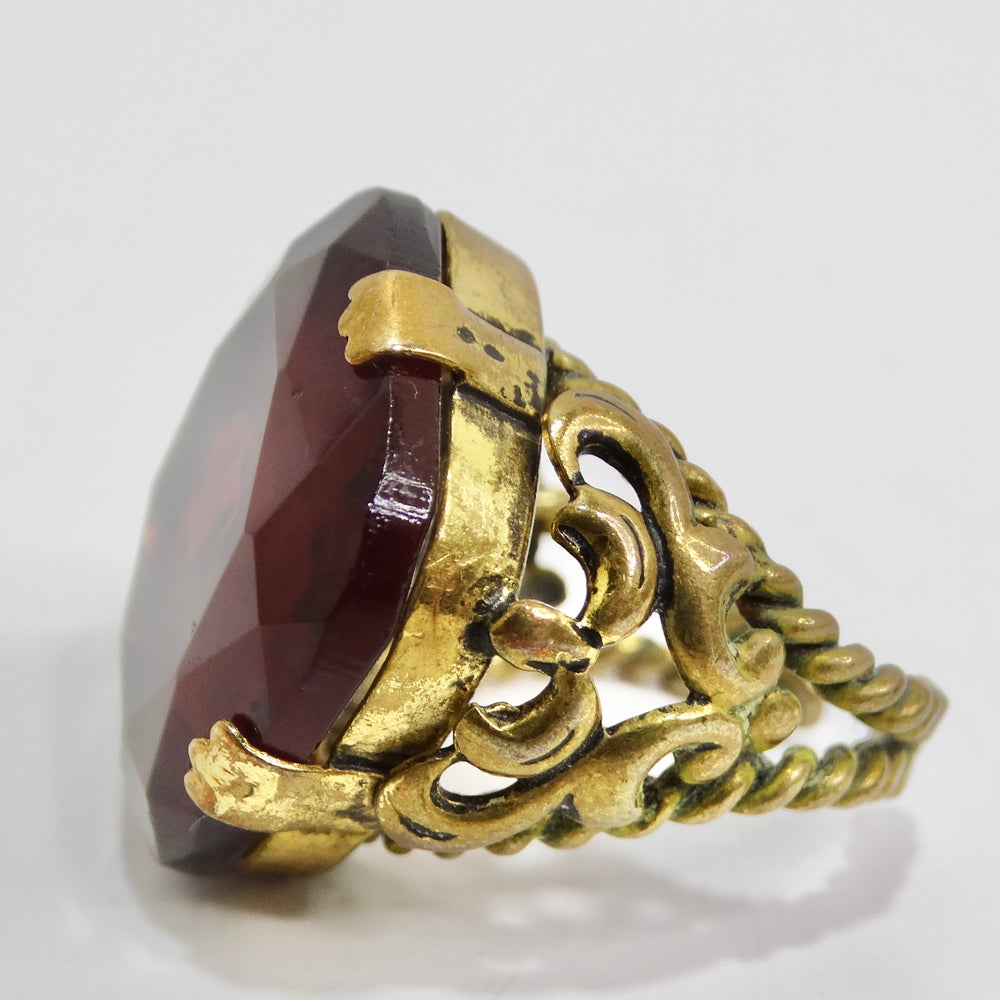 1960s West Germany Gold Plated Synthetic Quartz Ring