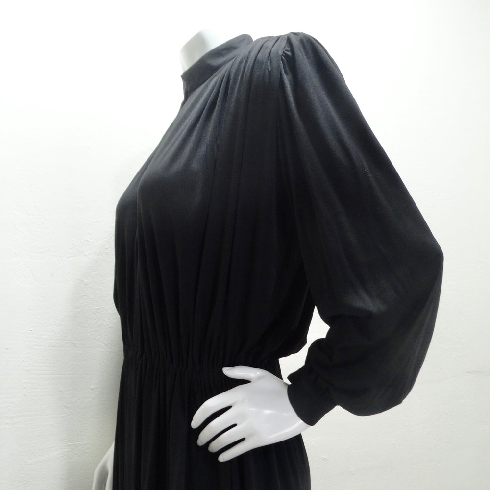 Gucci 1980s Black Silk Long Sleeve Gown