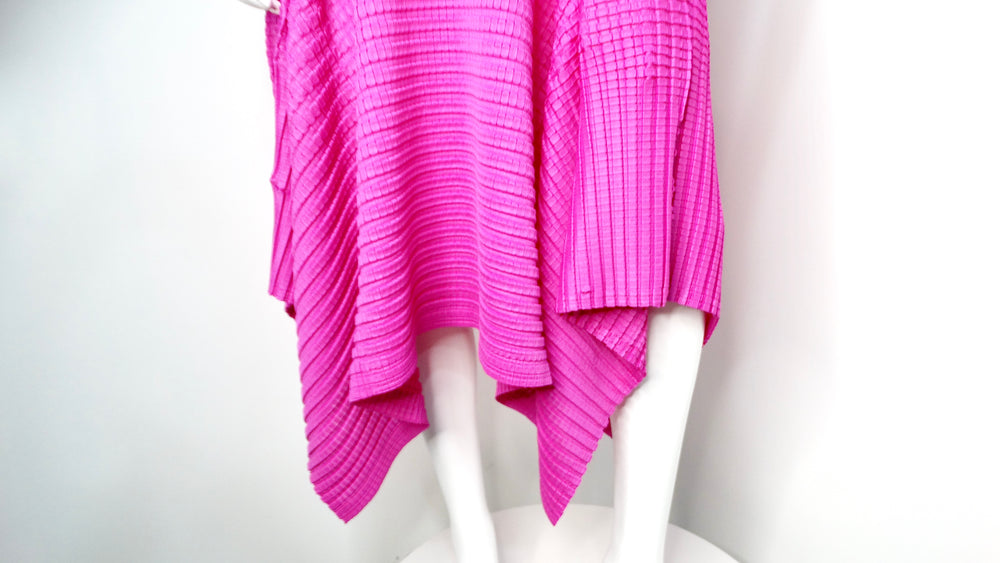 Issey Miyake 1990s Pleats Please Magenta Asymmetric Hem Midi Skirt